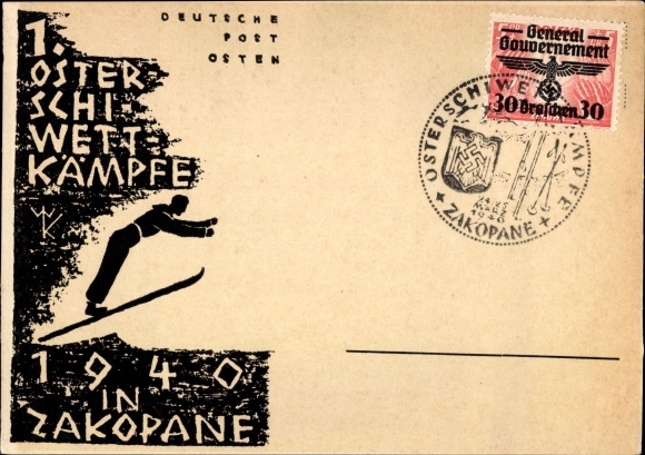 Künstler Ak Zakopane Polen, 1. Osterskiwettkämpfe 1940