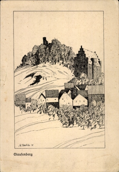 Artist PC Stephan, B., Staufenberg Hesse, place with castle ruins