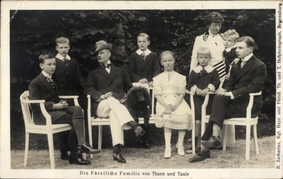 Postcard Princely Family of Thurn and Taxis, Prince Albert, Princess Margarethe, children