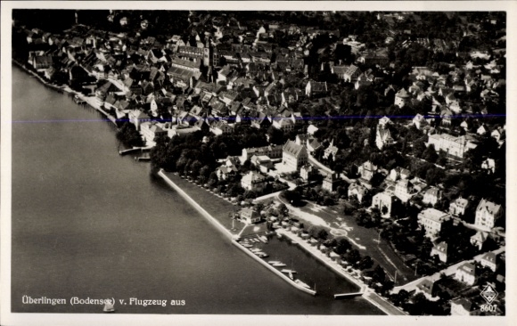 Postcard Überlingen on Lake Constance, aerial photograph