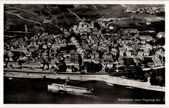 Postcard Rüdesheim am Rhein, aerial photograph