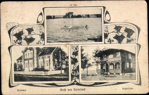 Postcard Heimland Luhme Rheinsberg in Brandenburg, Logierhaus, Seepartie, Gutshaus