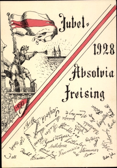 Studentika Postcard Freising in Upper Bavaria, Completion 1928