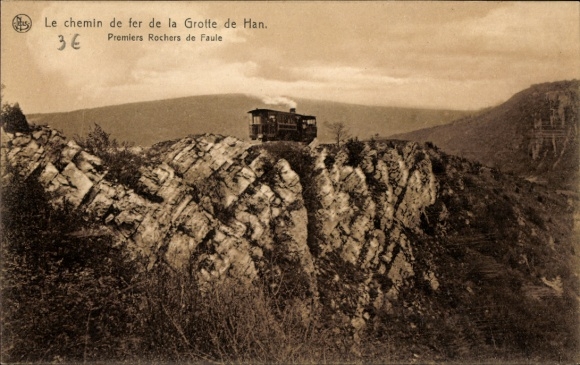 Postcard Han sur Lesse Wallonia Namur, Le chemin de fer de la Grotte, Premiers Rochers de Faule