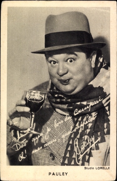 Ak Man met wijnglas, reclame, David Campari, Pauley