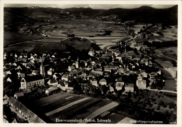 Postcard Ebermannstadt in Upper Franconia, aerial photograph