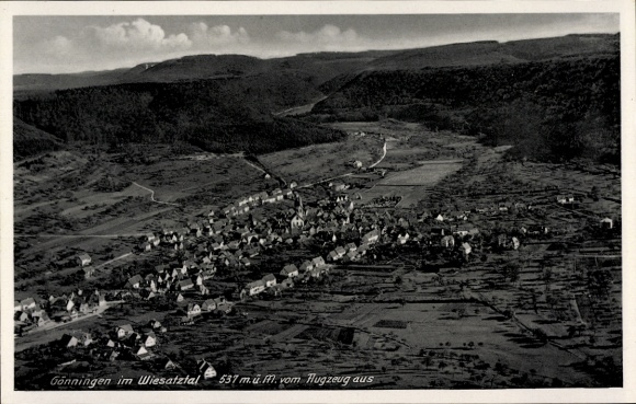 Postcard Gönningen Reutlingen in Württemberg, aerial photograph