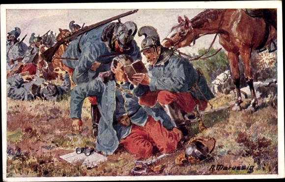 Artist PC Marussig, A., KuK soldiers, captain Oskar Wawra, from the golden book of the army