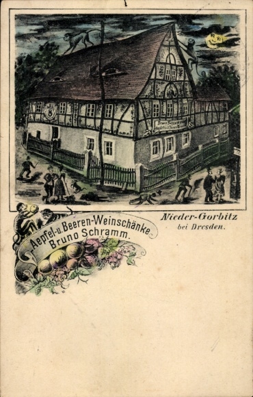 Postcard Dresden Nieder-Gorbitz, Apple and Berry Wine Tavern Bruno Schramm