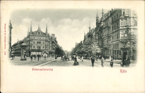 Postcard Cologne on the Rhine, Hohenzollernring