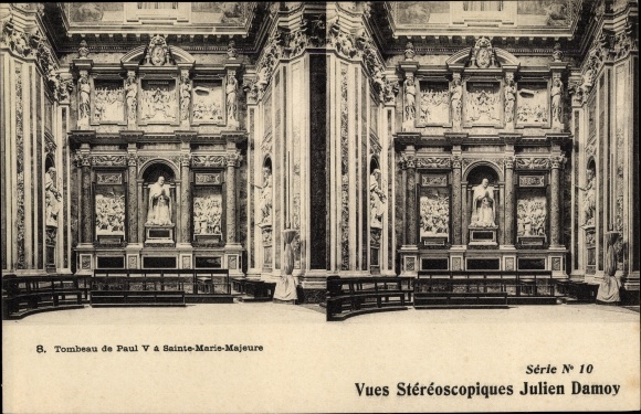 Stereo Postcard Roma Rom Lazio, Tomb of Paul V in Santa Maria Maggiore