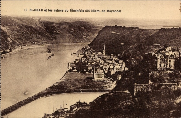 Zdjęcie: St. Goar am Rhein, ruiny Rheinfels, Ren, statki, krajobraz