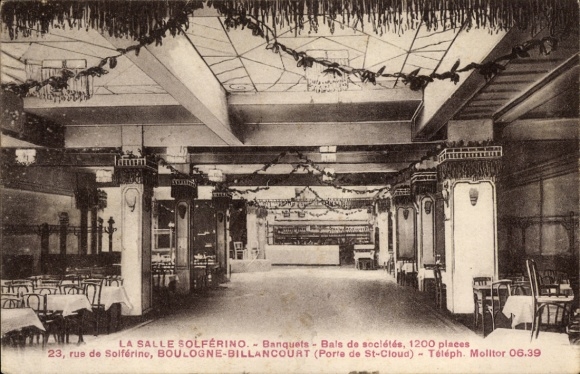 Postcard Billancourt Hauts de Seine, LA SALLE SOLFERINO.- Banquets - Corporate balls, interior view