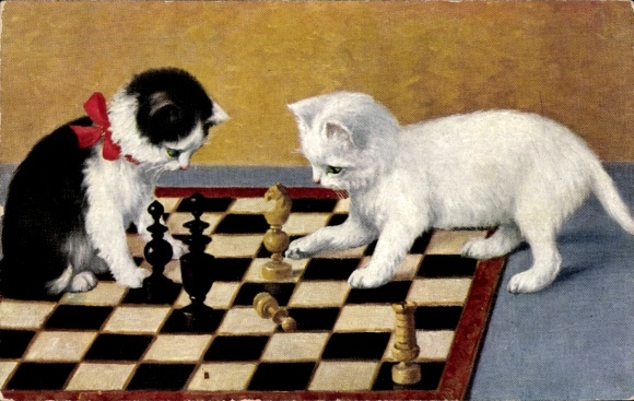 Artist PC Two little cats on a chessboard