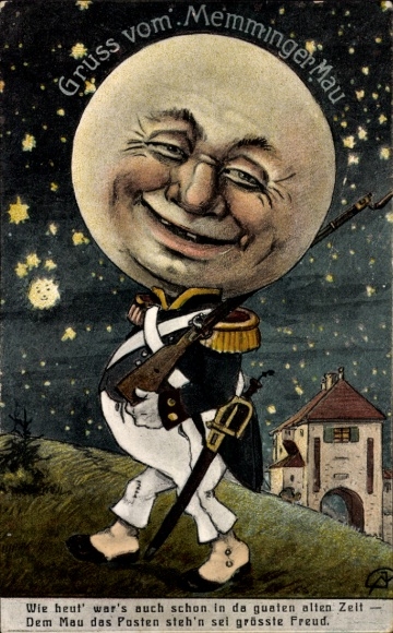 Postcard Memmingen in Swabia, Memminger Mau, Mond