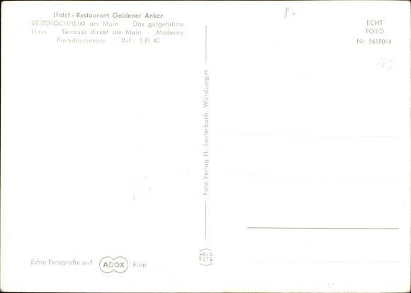 Postcard Veitshöchheim in Lower Franconia, Hotel Goldener Anker, interior, panorama of the place