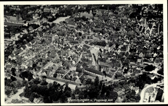 Postcard Memmingen in Swabia, aerial photograph
