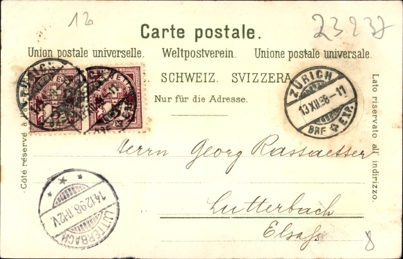 Chromo-Litho Zurich City Switzerland, barracks, soldiers, one for all, all for one