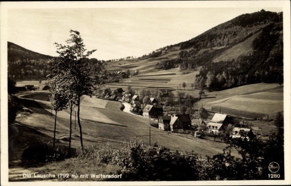 Ak Waltersdorf Großschönau Oberlausitz, De Lausche, Panorama van het dorp
