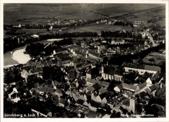Postcard Landsberg am Lech Upper Bavaria, aerial photograph
