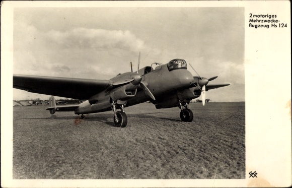 Postcard Deutsche Luftwaffe, Henschel Hs 124 V-1, multipurpose aircraft