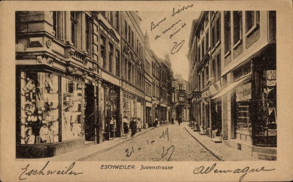 Postcard Eschweiler North Rhine Westphalia, Judenstraße, shops