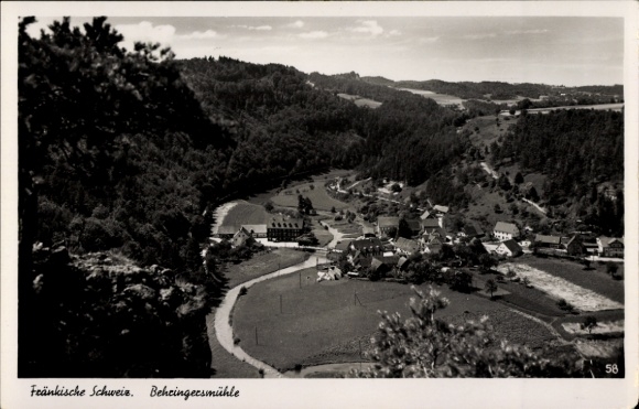 Postcard Behringersmühle Gößweinstein in Upper Franconia, Franconian Switzerland, landscape view, small...