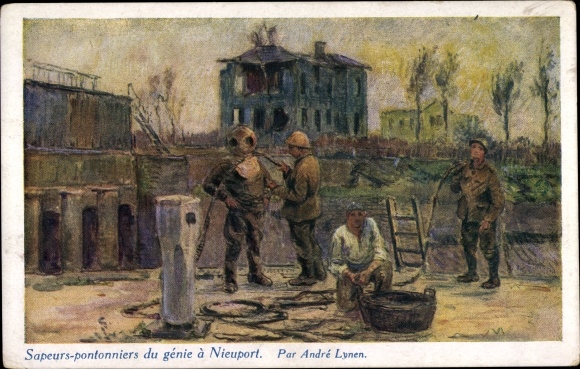 Artist PC Lynen, Andre, Nieuport Nieuwpoort West Flanders, Sapeurs Pontonniers du genie, divers
