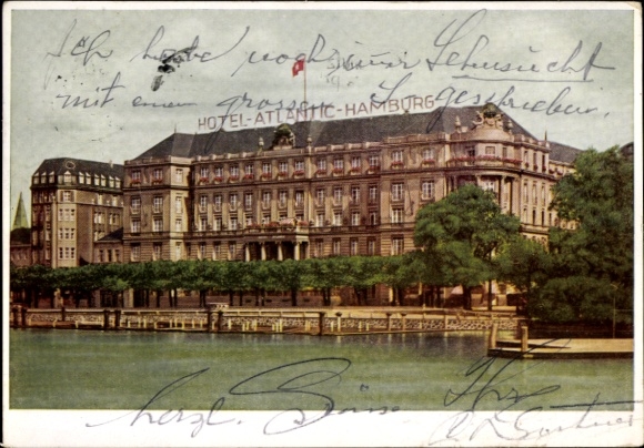 Postcard Hamburg Mitte St. Georg, Hotel Atlantic on the Outer Alster