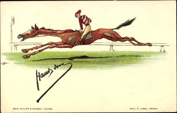 Artist litho racehorse at the finish, hands down, Philipp and Kramer