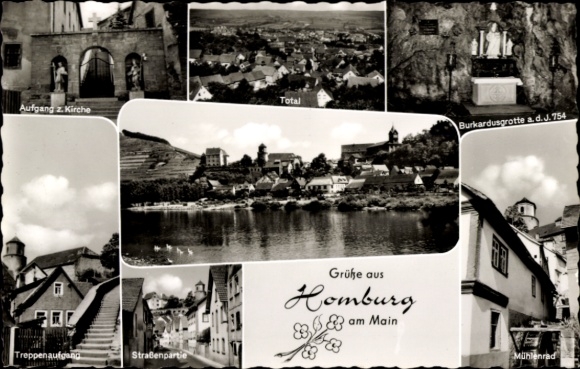 Postcard Homburg am Main Triefenstein Lower Franconia, various views of Homburg, buildings, land...
