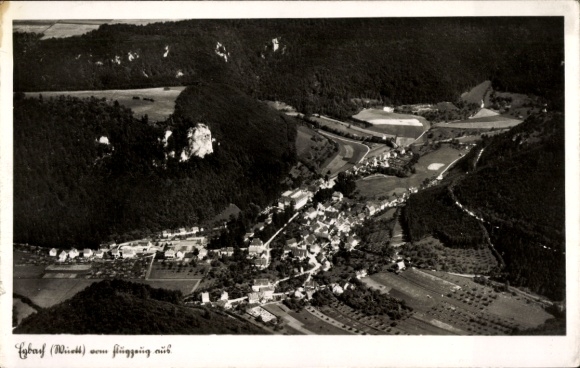 Postcard Eybach Geislingen an der Steige, aerial photograph