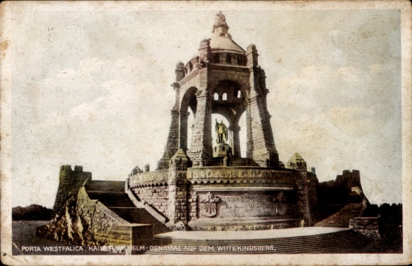 Ak Porta Westfalica an der Weser, Kaiser Wilhelm Denkmal, Wittekindsberg, Monument