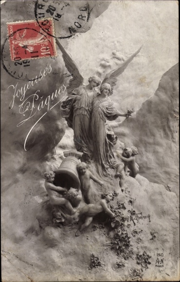 Artist PC Mastroianni, Domenico, congratulations Easter, angel, bell