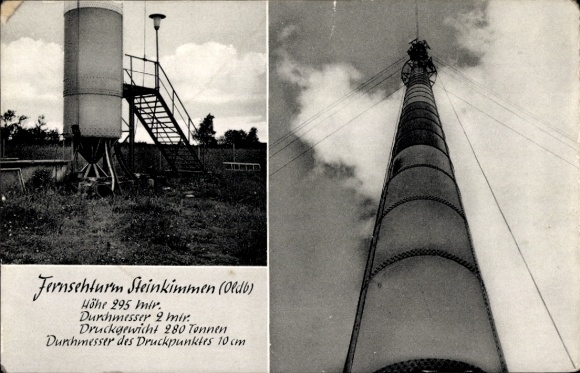 Postcard Steinkimmen Ganderkesee in Lower Saxony, views of the television tower