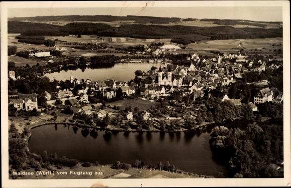 Postcard Bad Waldsee in Oberschwaben Württemberg, view from the plane