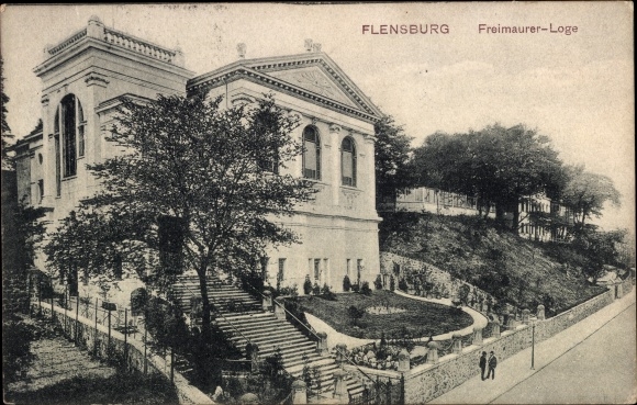 Postcard Flensburg, Nordergraben, Masonic Lodge