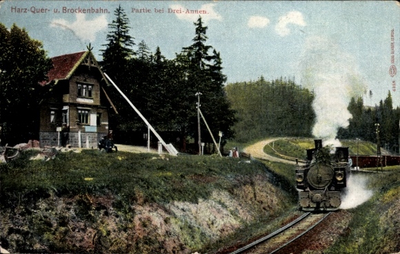 Postcard Drei Annen Hohne Wernigerode in the Harz, Brockenbahn