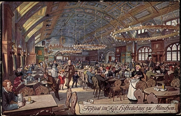 KP artystyczna Quidenus, F., Monachium, Bawaria, sala balowa w królewskim Hofbräuhaus