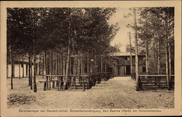 Postcard Bad Saarow Pieskow Kreis Oder Spree, barrack camp of the German Christian. student union