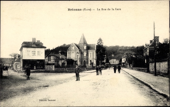 Postcard Brionne Eure, The Rue de la Gare
