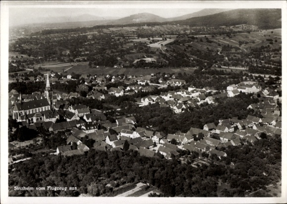 Postcard Sinzheim in Baden, aerial photograph