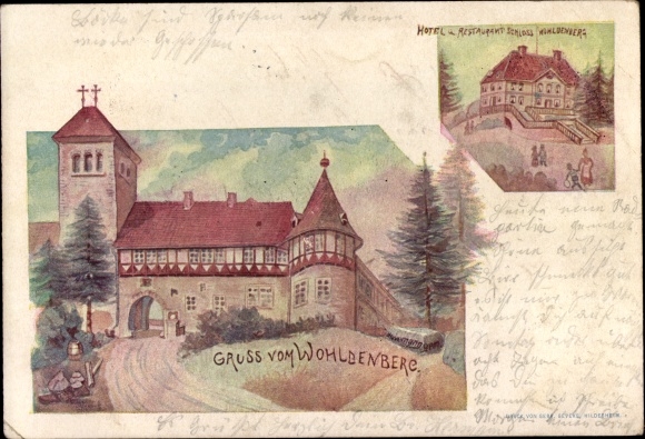 Artist Postcard Silium Holle in Lower Saxony, Castle Wohldenberg, Hotel Restaurant