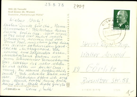 Postcard Groß Stieten in Mecklenburg Western Pomerania, restaurant Mecklenburger Mühle