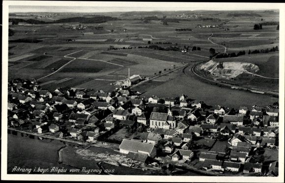 Postcard Hohenaltheim in Allgäu, aerial view of Aitrang, rural surroundings, view of houses