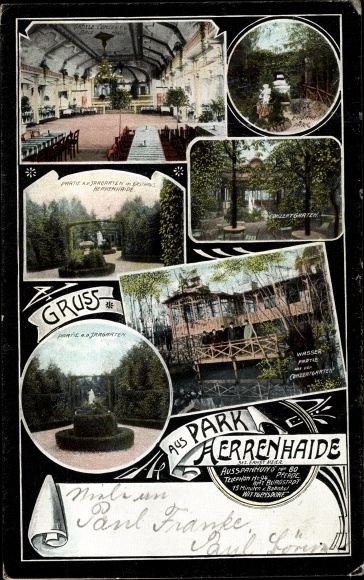 Postcard Herrenhaide Burgstädt in Saxony, Herrenhaide Park, concert establishment