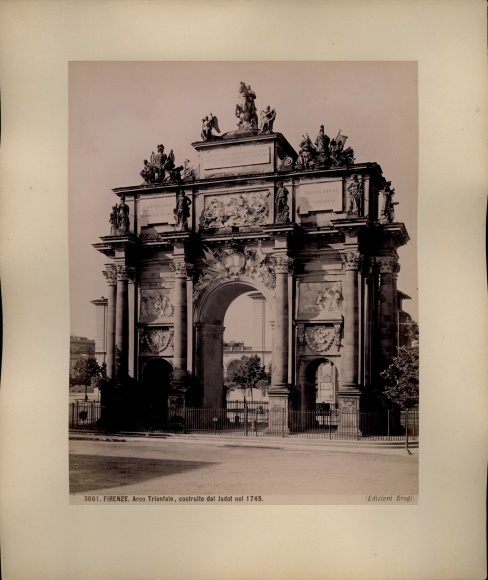 foto rond 1880, Firenze Florenz Toscana, Arco Trionfale, gebouwd door Jadot in 1745