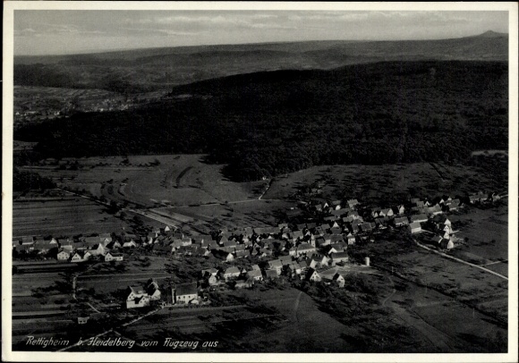 Postcard Rettigheim Mühlhausen im Kraichgau Baden, aerial photograph