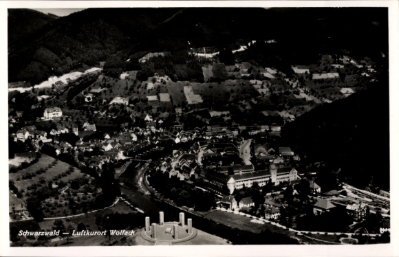 Postcard Wolfach in the Black Forest, aerial photograph