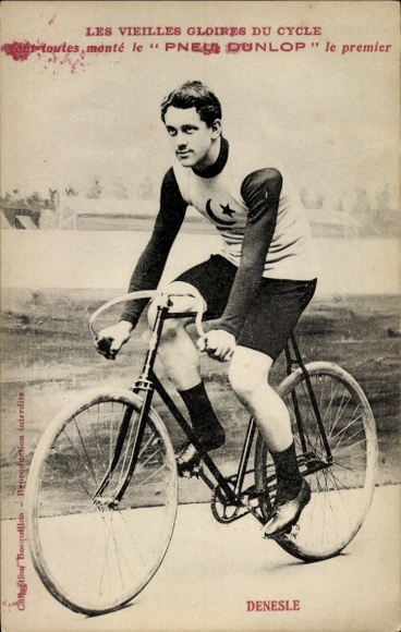 Ak Radrennfahrer Denesle, Pneu Dunlop, Reklame
